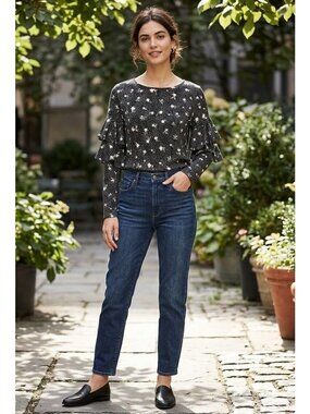 CeCe Women's XS Long Sleeve Blouse Black White
